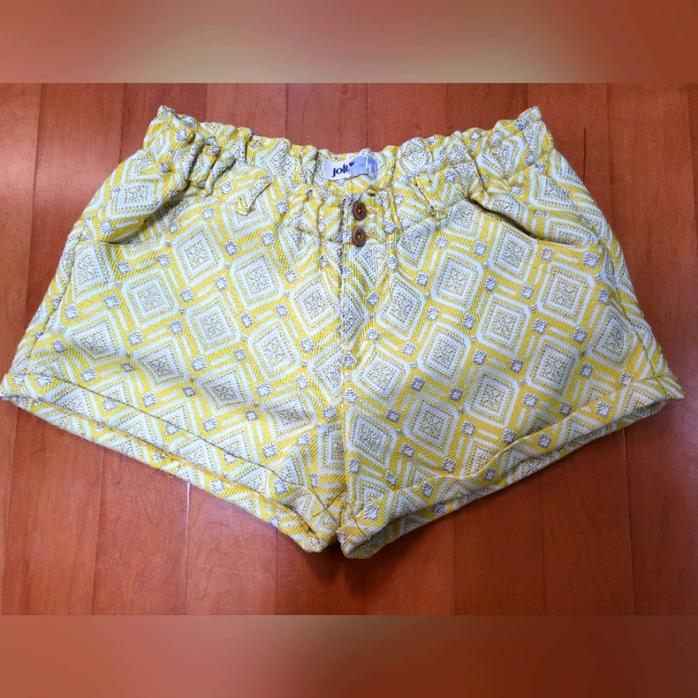 Jolt shorts. Size 13. Yellow with gray & white accents.